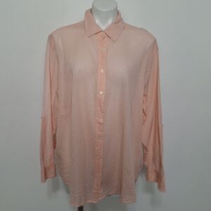 Sundry Coquette Blush Pink Oversized Lightweight Cotton Button-Up Shirt Size XL